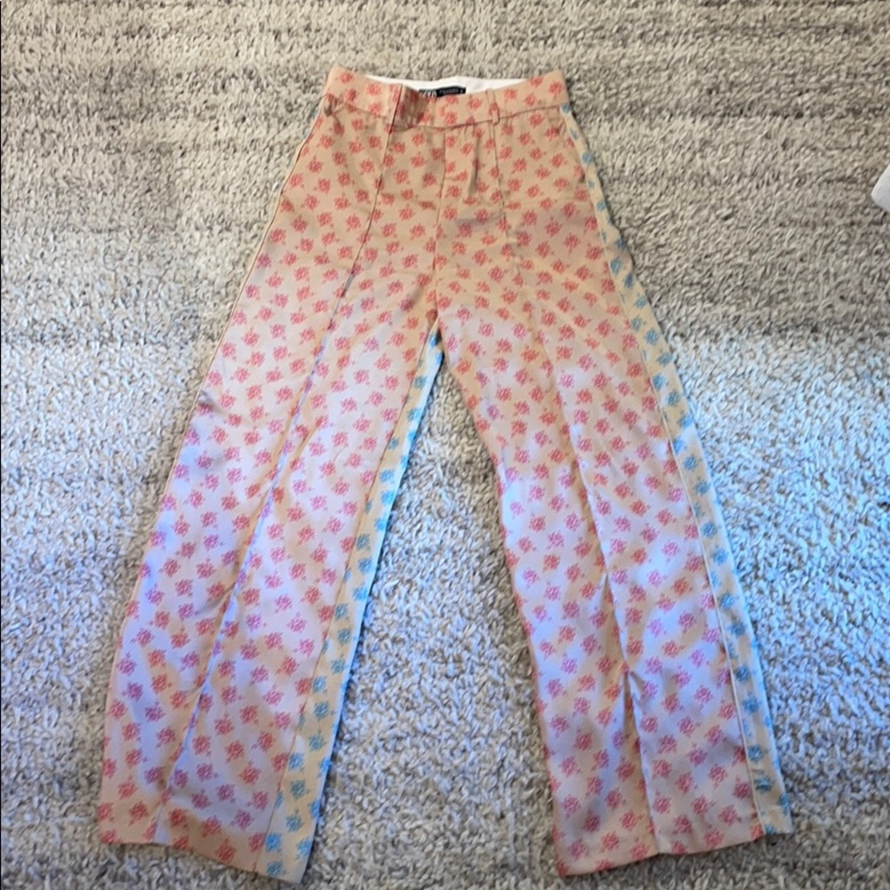 Zara printed wide leg pant